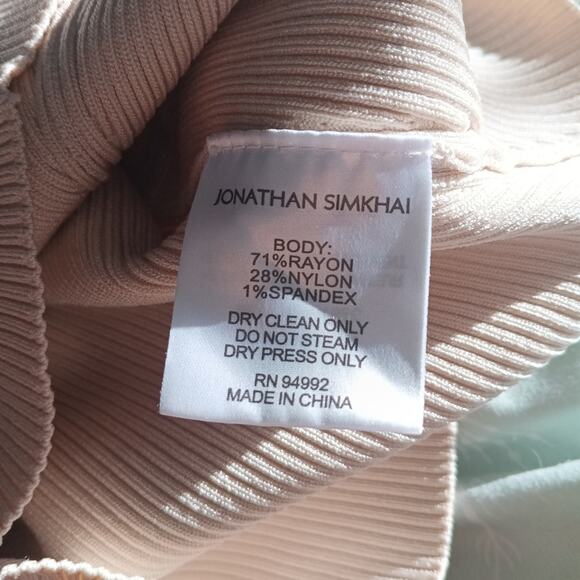 Jonathan Simkhai Abia Cream Ribbed Sweetheart Crop Top L - Picture 7 of 7